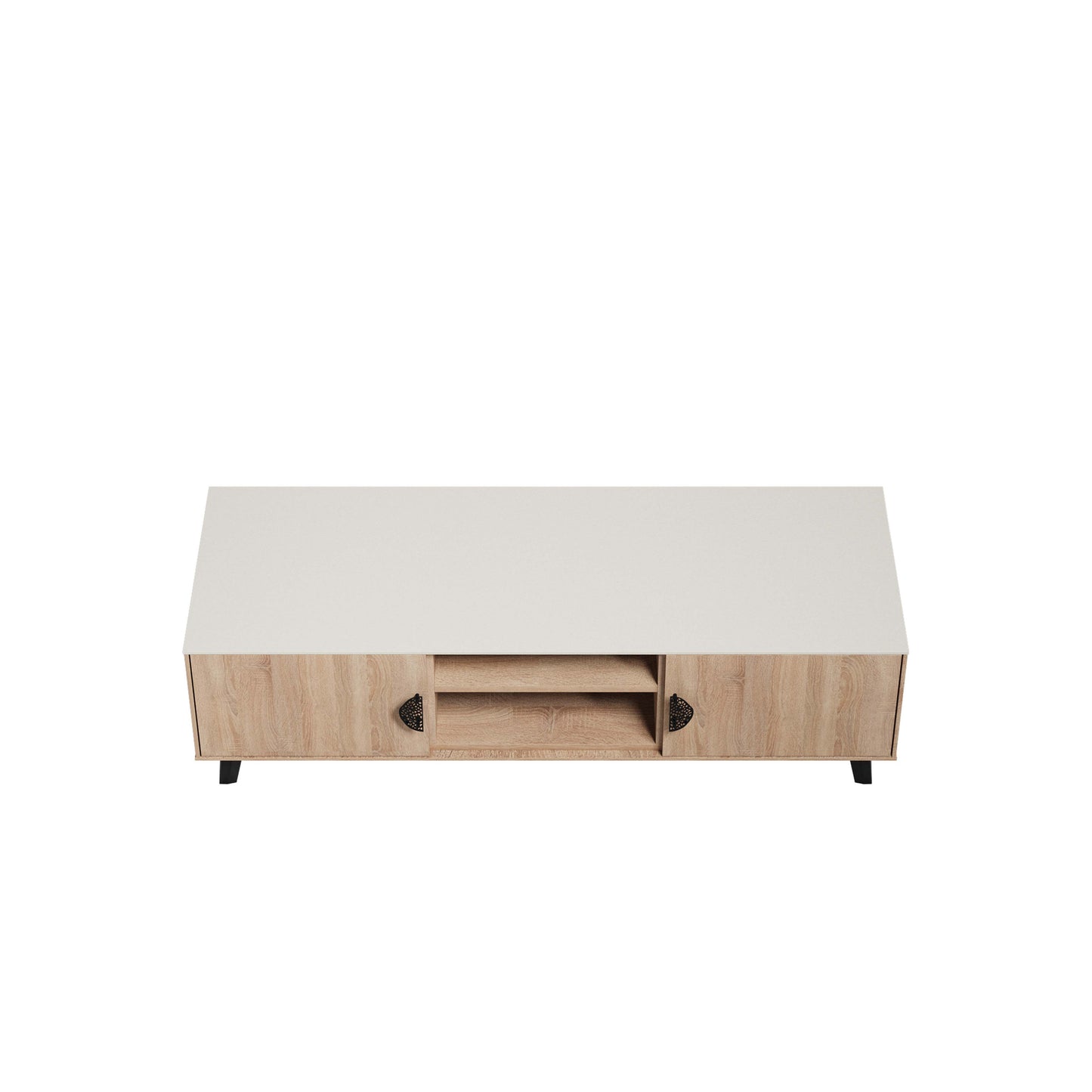 Manhattan Comfort Haley 55.10" Mid-Century Modern TV Stand in Natural and Nude TV005-NN