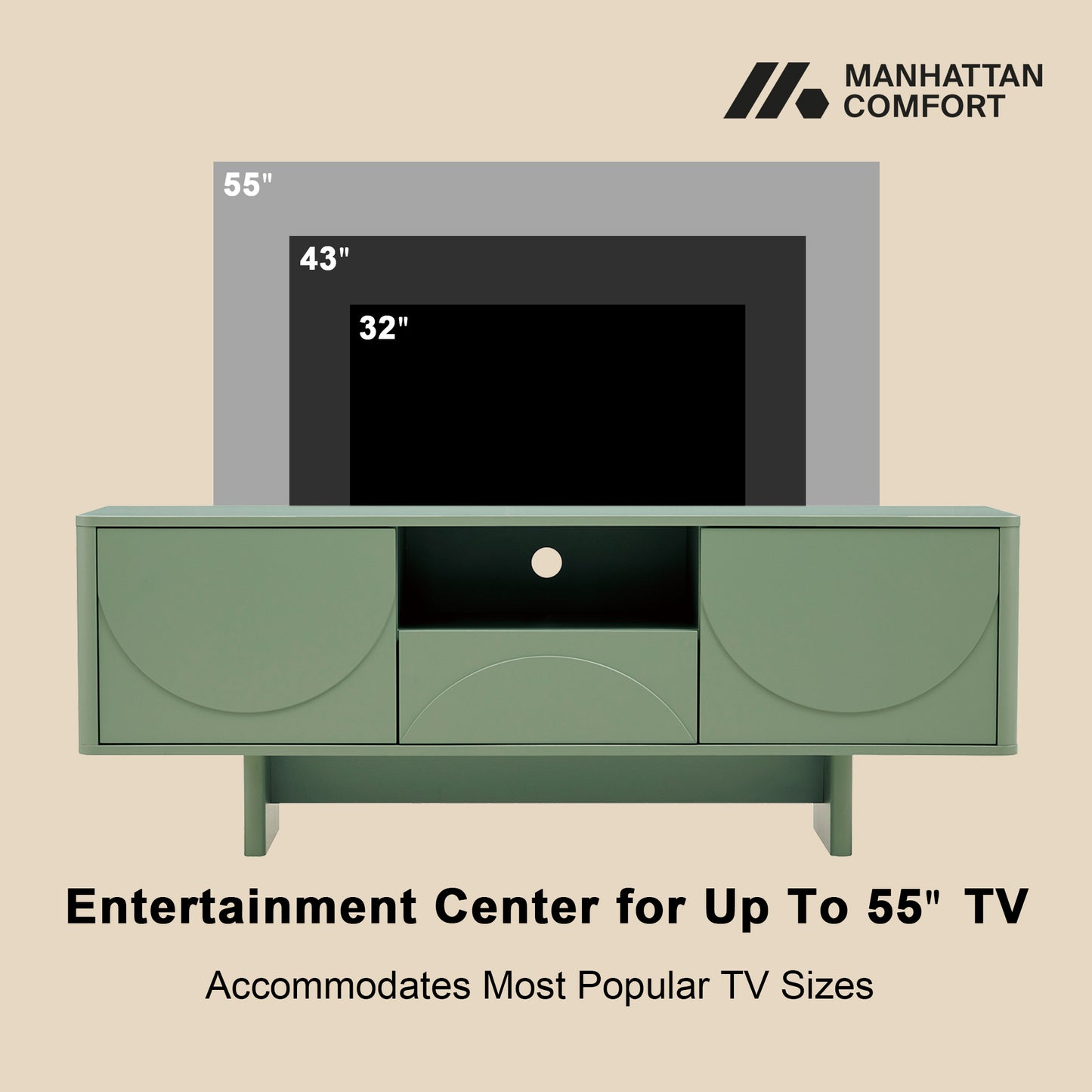 Ella Modern 59" TV Stand TV007 — Contemporary Media Console with Storage