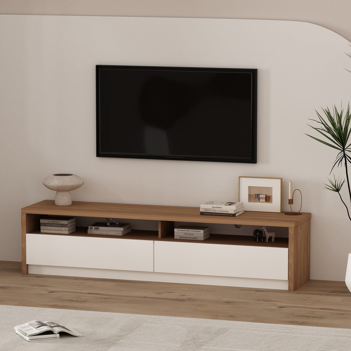 Duncan Contemporary Modern TV Stand Media Console with Adjustable Storage