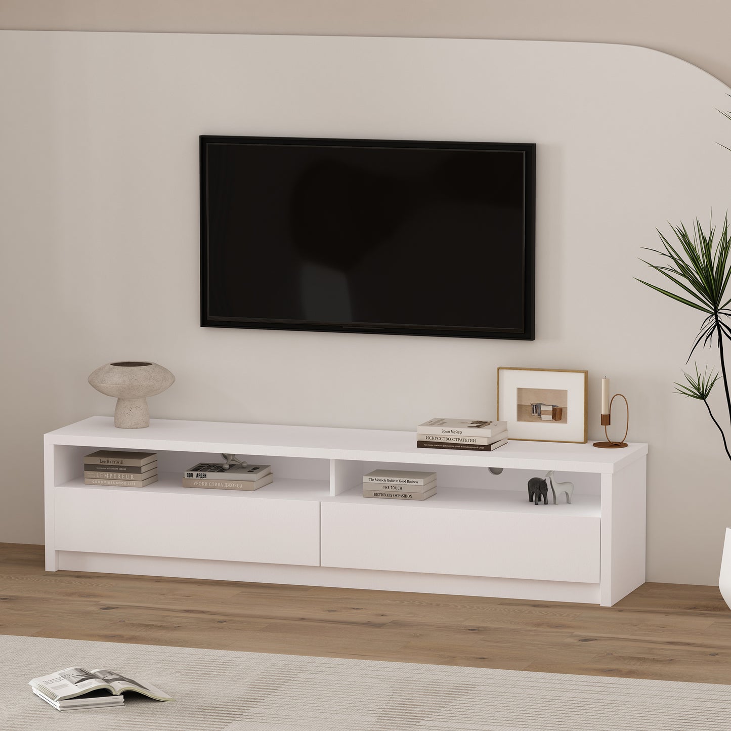 Duncan Contemporary Modern TV Stand Media Console with Adjustable Storage