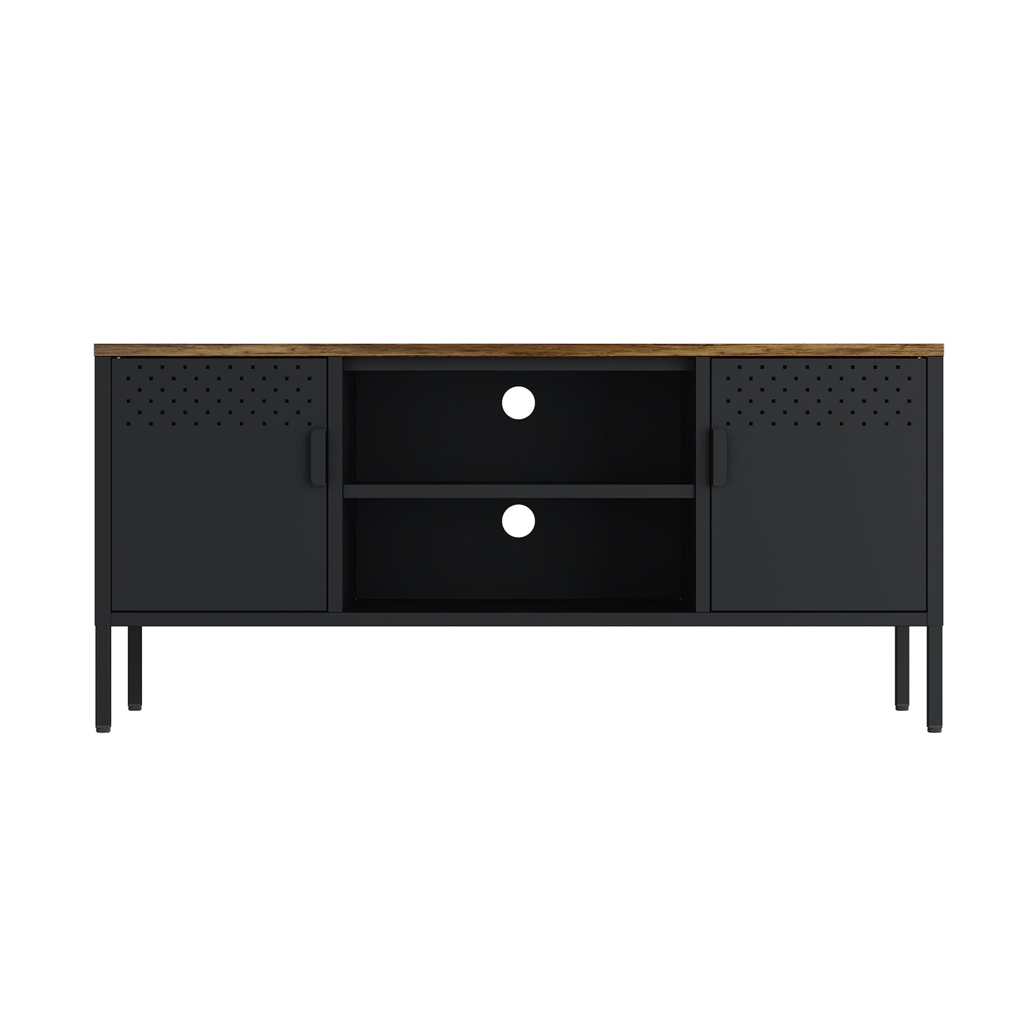Landen Modern 47" Metal Storage Cabinet in Black TV010-BK