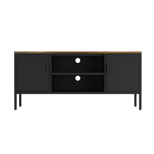 Landen Modern 47" Metal Storage Cabinet in Black TV010-BK