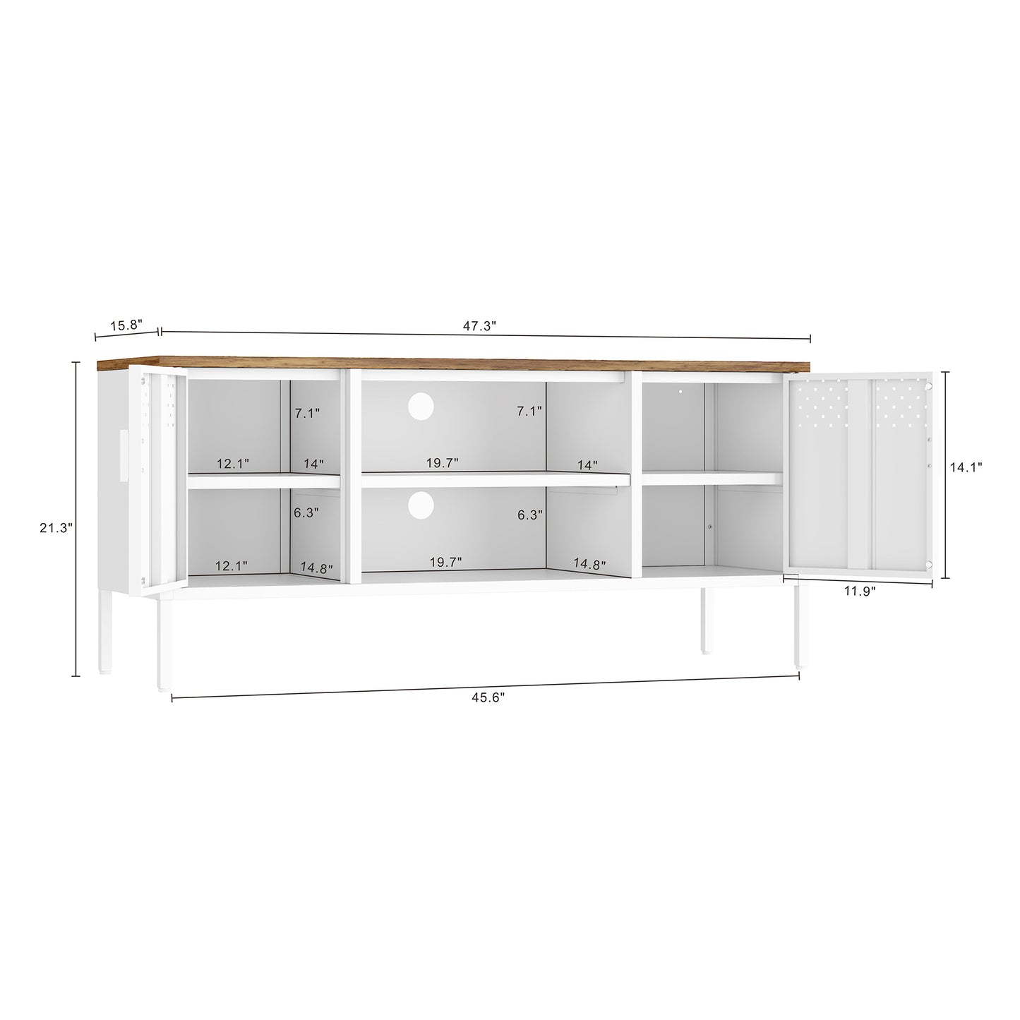 Landen Modern 47" Metal Storage Cabinet in White TV010-WH