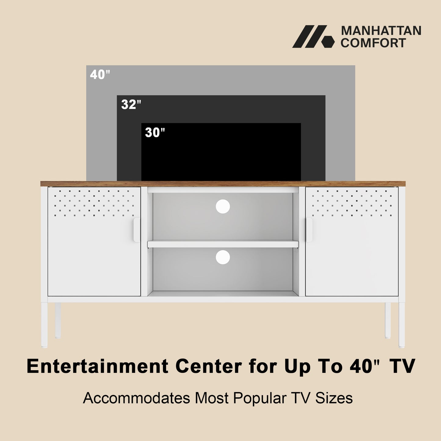 Landen Modern 47" Metal Storage Cabinet in White TV010-WH