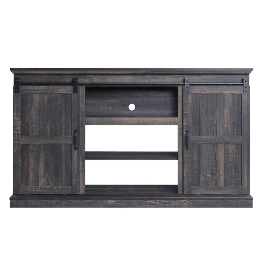 Manhattan Comfort Myrtle 60" TV Stand with 2 Sliding Doors in Heavy Brown TVFP2-BR
