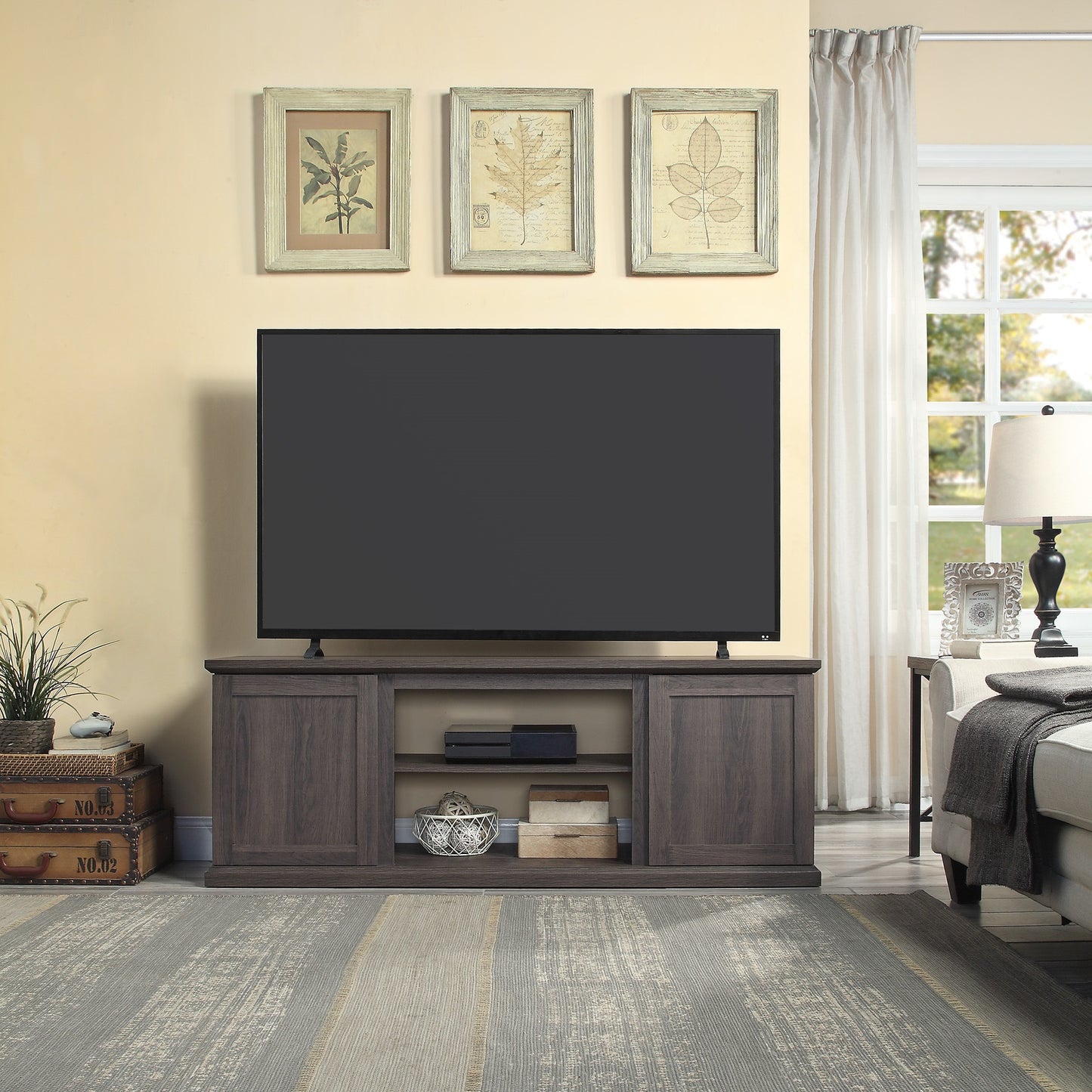 Franklin Modern Farmhouse 60" TV Stand in Brown TVFP3-BR