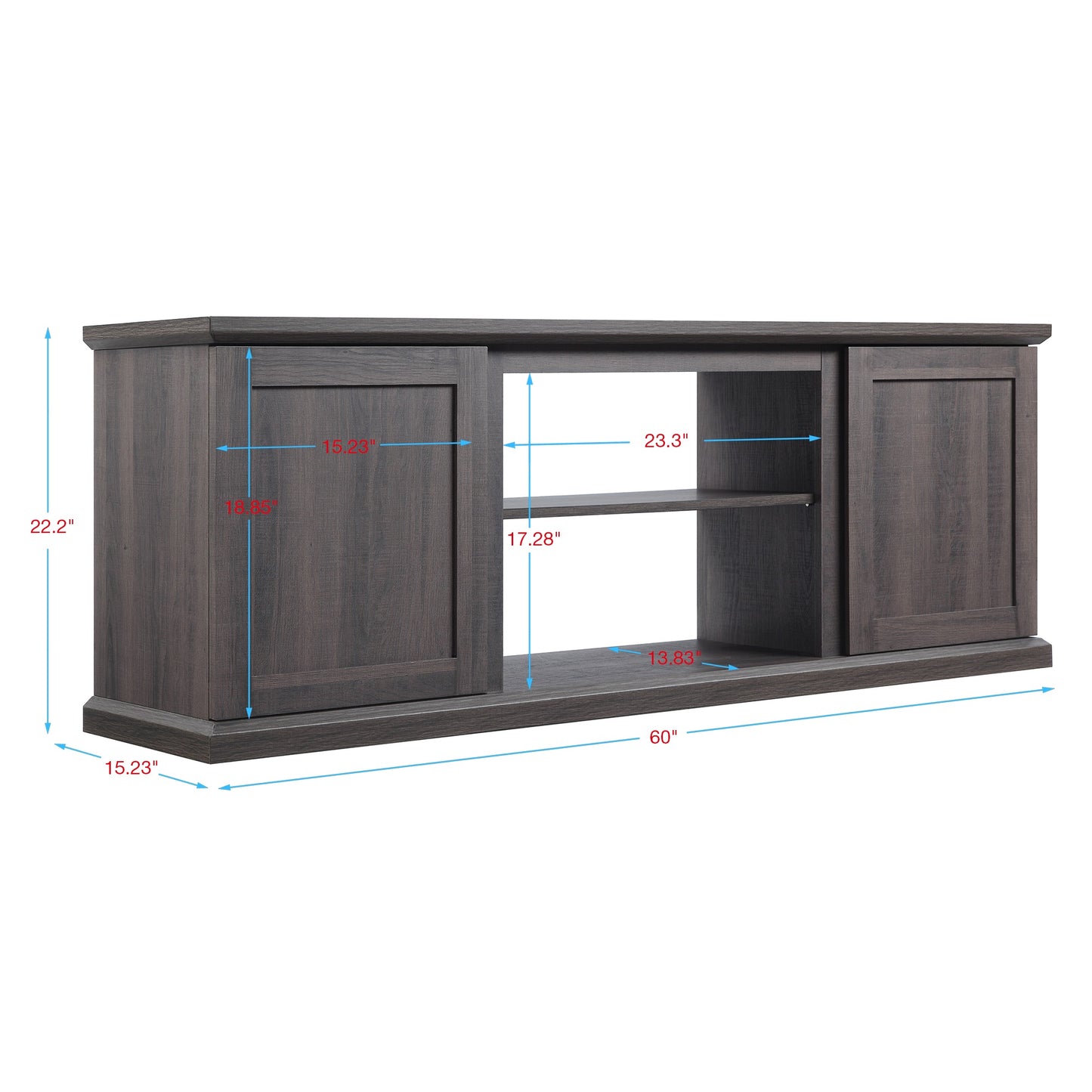 Franklin Modern Farmhouse 60" TV Stand in Brown TVFP3-BR