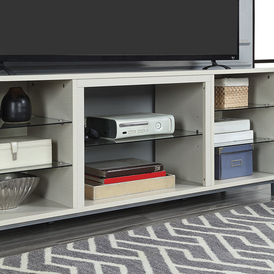 Manhattan Comfort Brighton 60" TV Stand with Glass Shelves and Media Wire Management in Beige TVFP4-BG