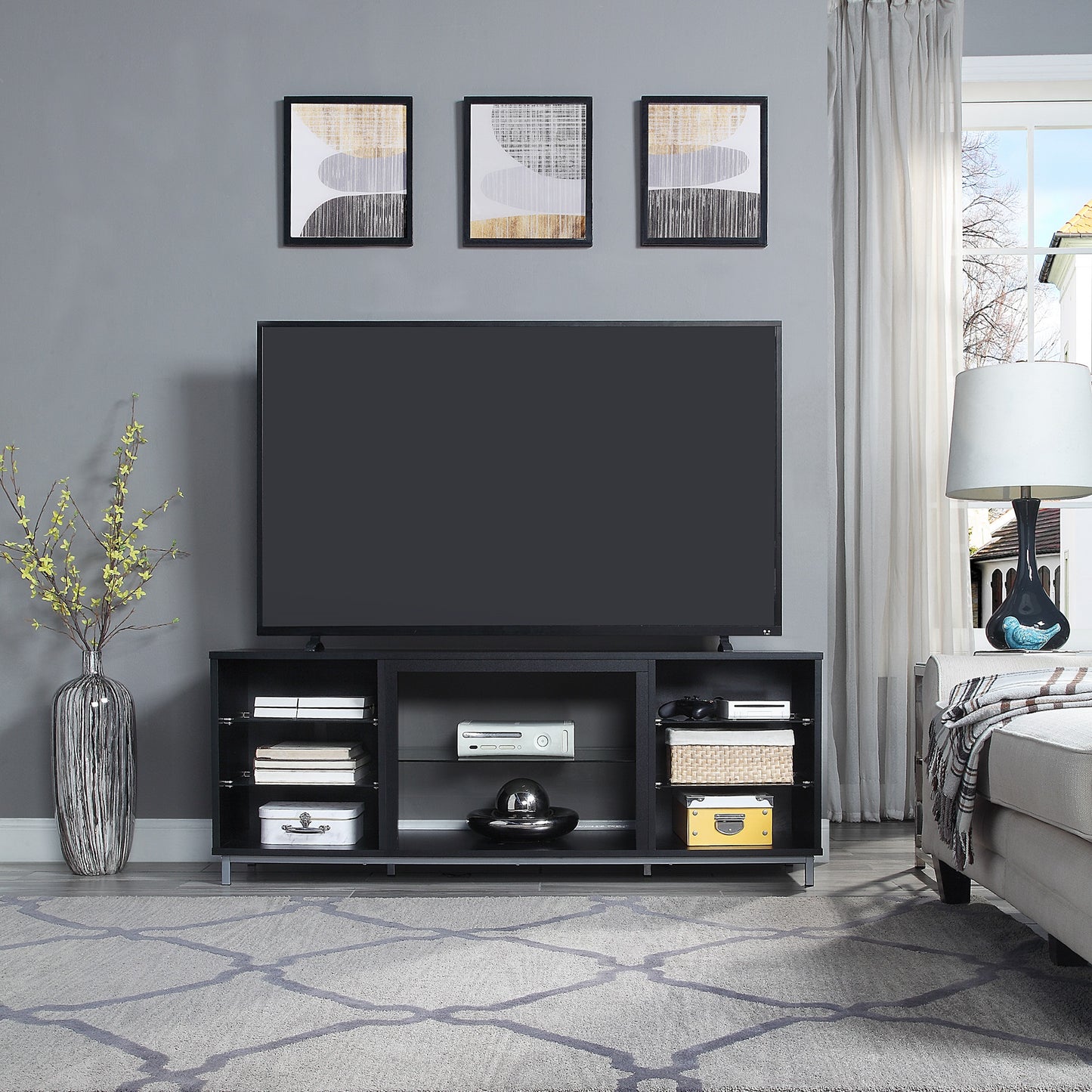 Brighton Modern 60" TV Stand in Onyx TVFP4-BL