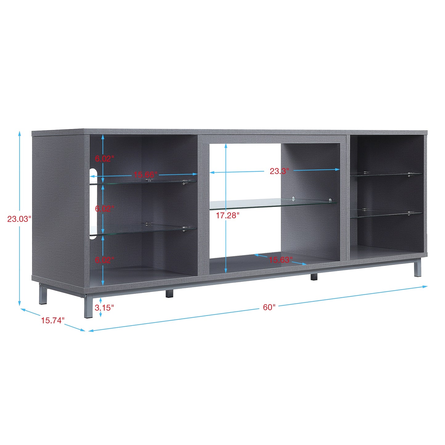 Brighton Modern 60" TV Stand in Gray TVFP4-GY