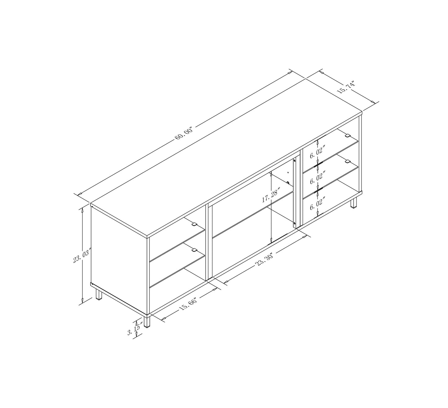 Brighton Modern 60" TV Stand in Gray TVFP4-GY