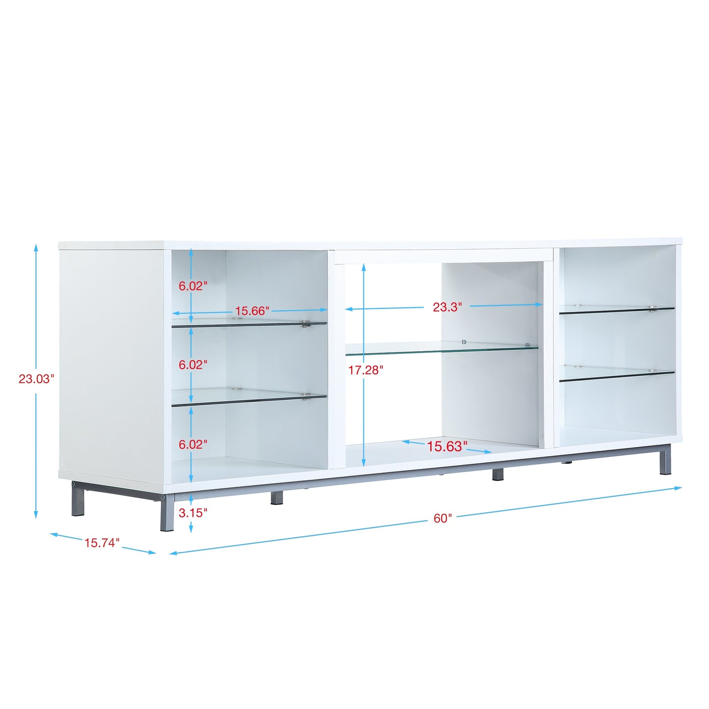 Brighton Modern 60" TV Stand in White TVFP4-WH