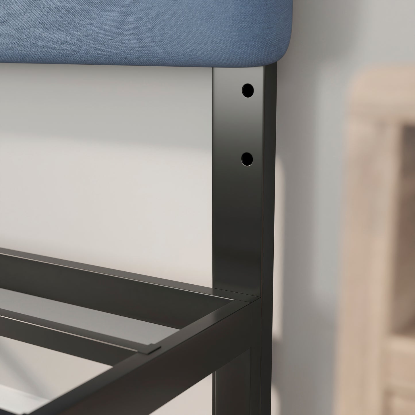 Paxton Full Channel Stitched Fabric Upholstered Headboard, Adjustable Height from 44.5" to 57.25" - Blue Blue