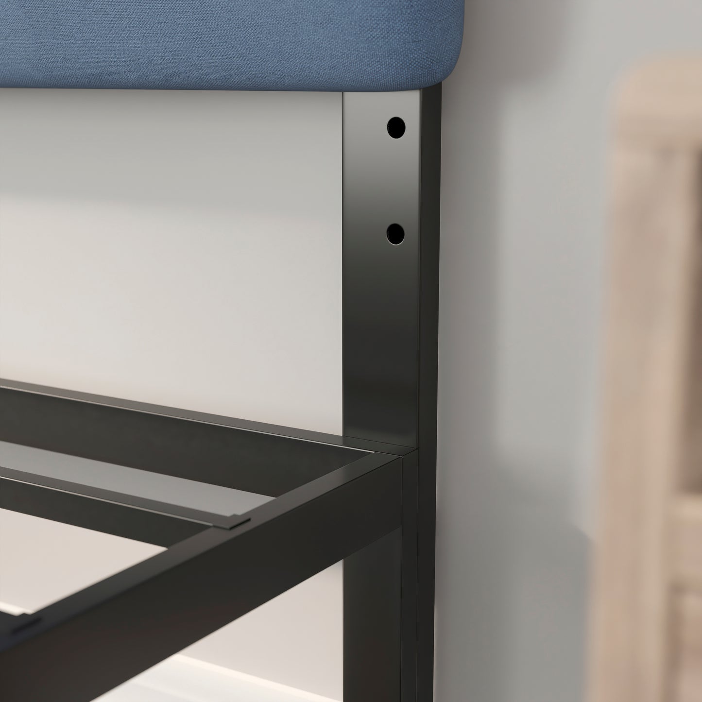 Paxton King Channel Stitched Fabric Upholstered Headboard, Adjustable Height from 44.5" to 57.25" - Blue Blue