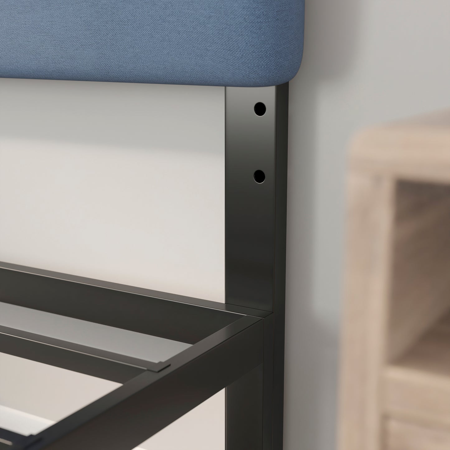 Paxton Queen Channel Stitched Fabric Upholstered Headboard, Adjustable Height from 44.5" to 57.25" - Blue Blue