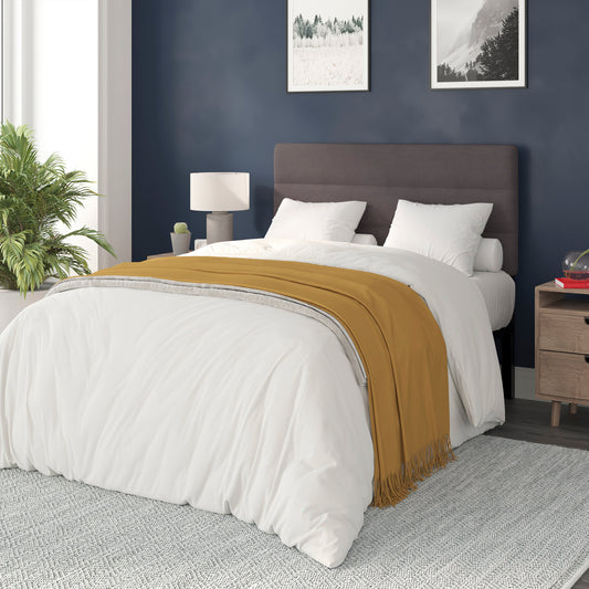 Paxton Full Channel Stitched Fabric Upholstered Headboard, Adjustable Height from 44.5" to 57.25" - Gray Gray