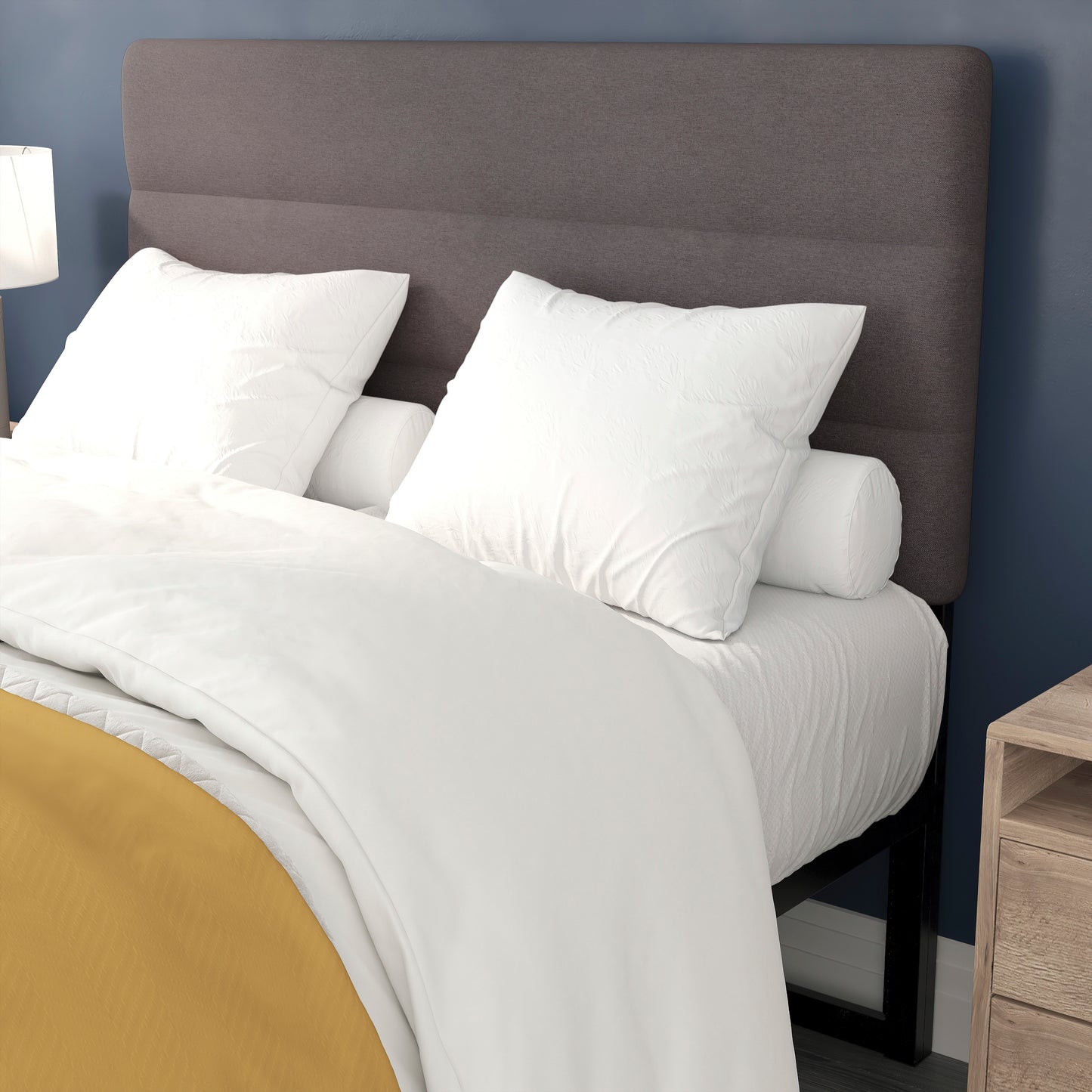 Paxton Full Channel Stitched Fabric Upholstered Headboard, Adjustable Height from 44.5" to 57.25" - Gray Gray