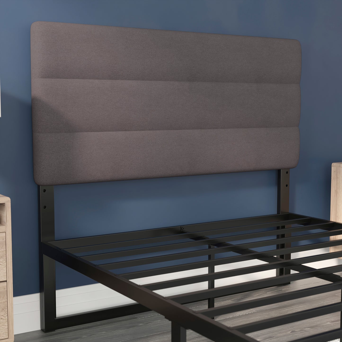Paxton Full Channel Stitched Fabric Upholstered Headboard, Adjustable Height from 44.5" to 57.25" - Gray Gray