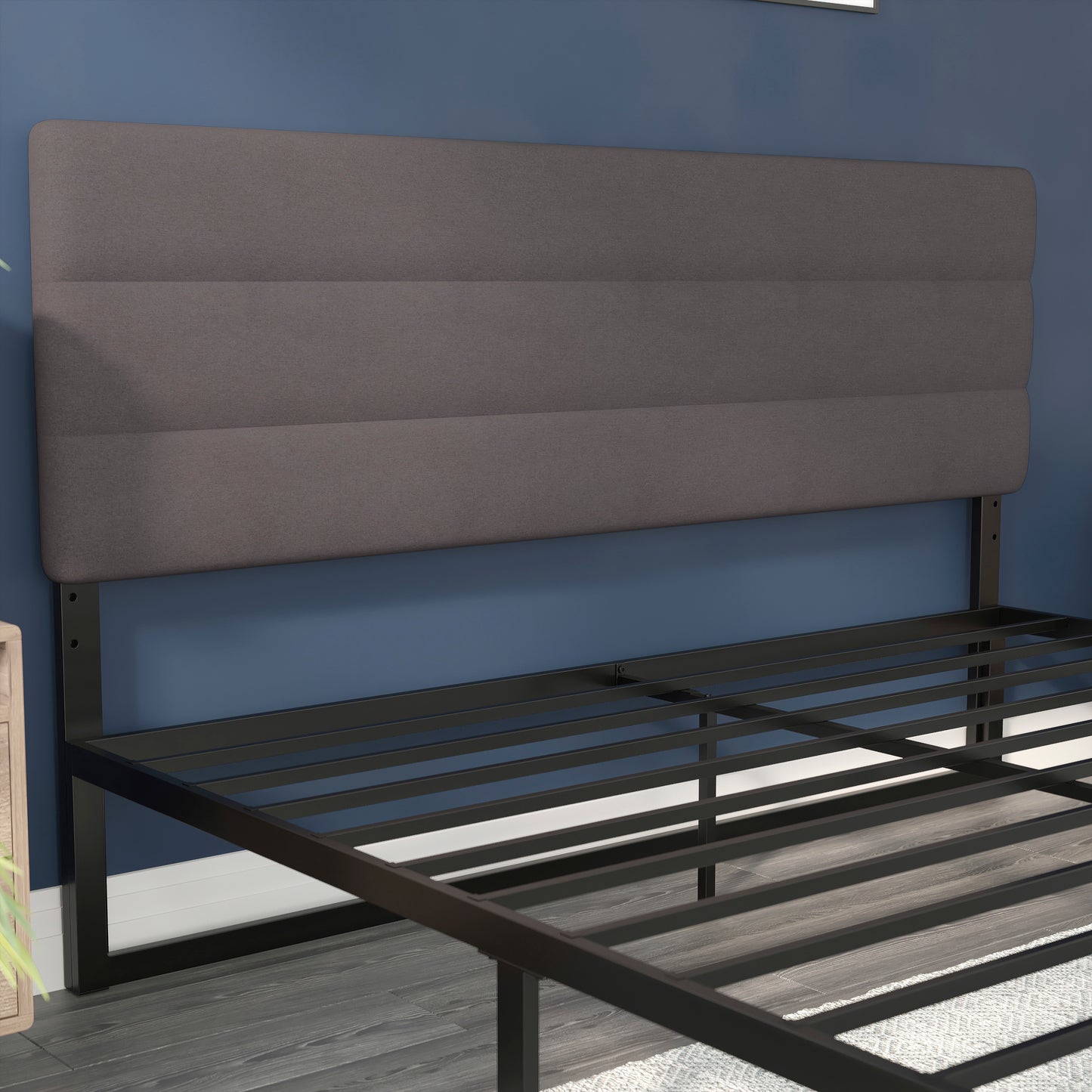 Paxton King Channel Stitched Fabric Upholstered Headboard, Adjustable Height from 44.5" to 57.25" - Gray Gray