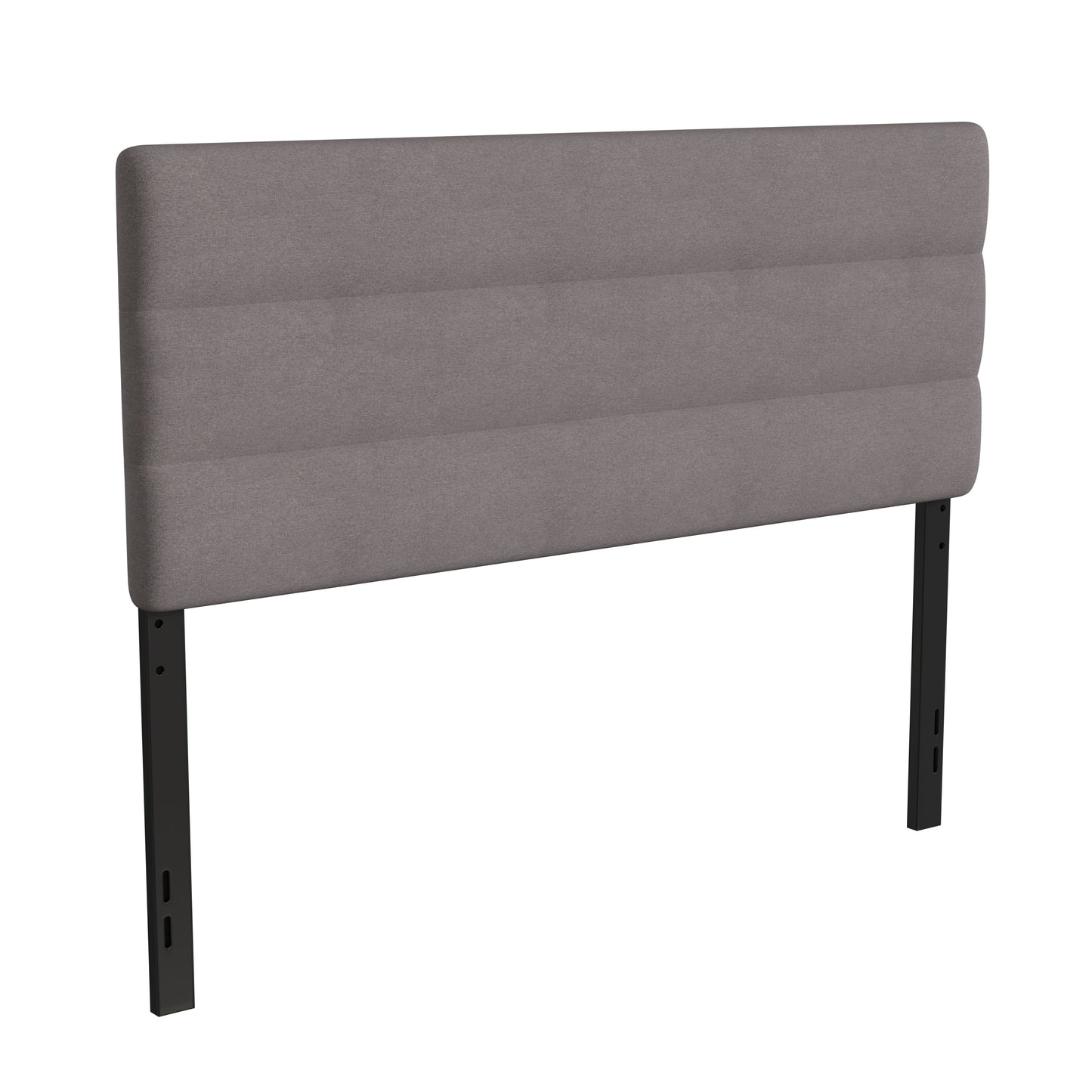 Paxton Queen Channel Stitched Fabric Upholstered Headboard, Adjustable Height from 44.5" to 57.25" - Gray Gray