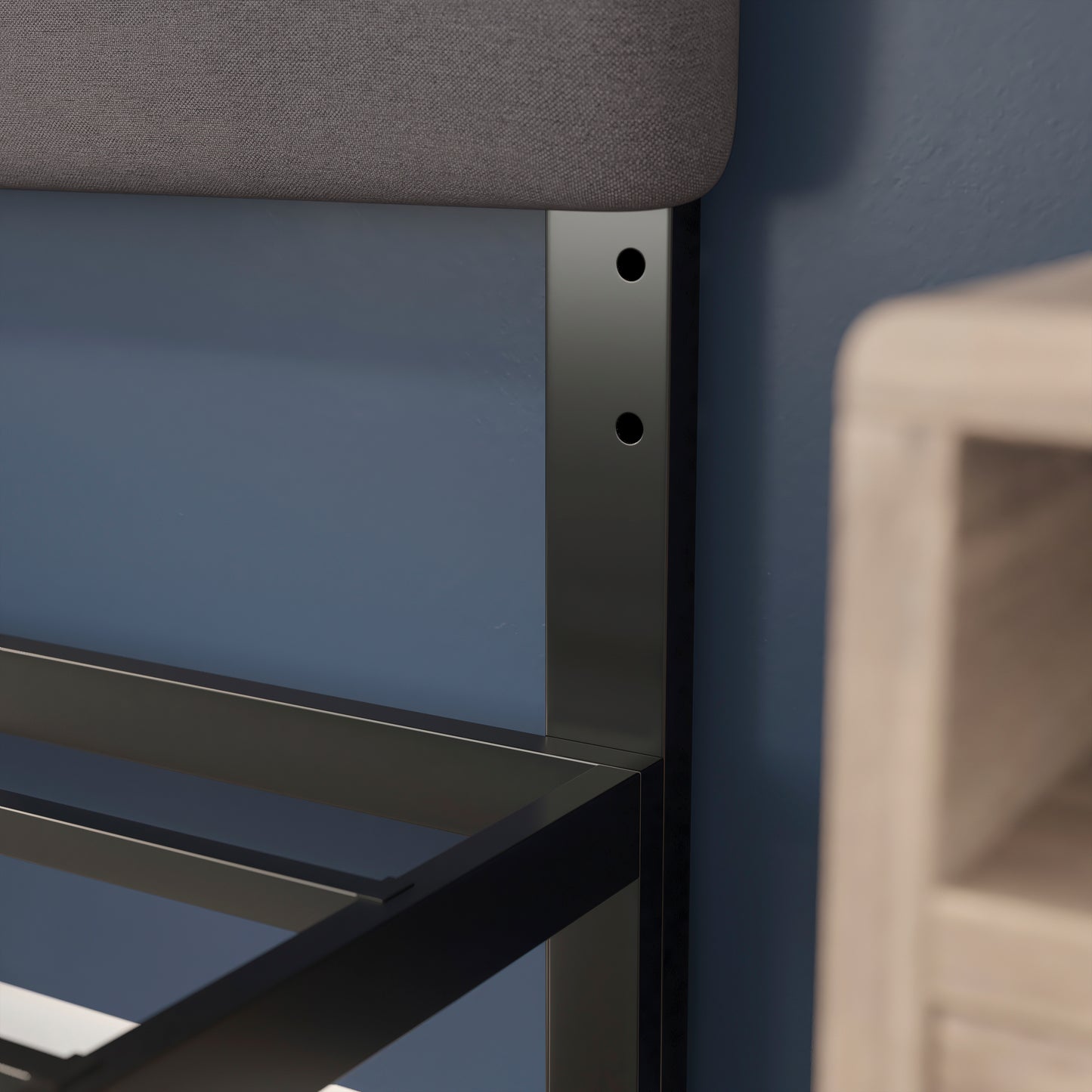 Paxton Queen Channel Stitched Fabric Upholstered Headboard, Adjustable Height from 44.5" to 57.25" - Gray Gray