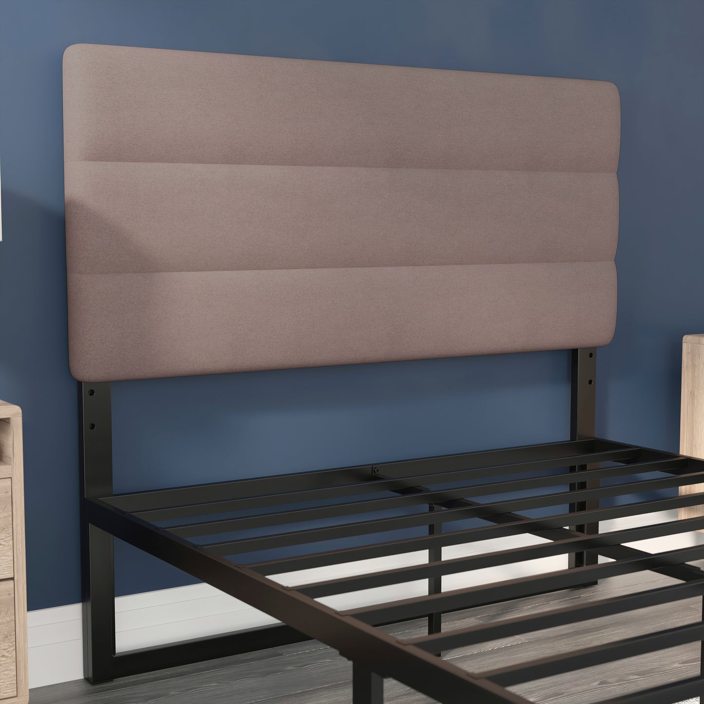 Paxton Full Channel Stitched Fabric Upholstered Headboard, Adjustable Height from 44.5" to 57.25" - Taupe Taupe