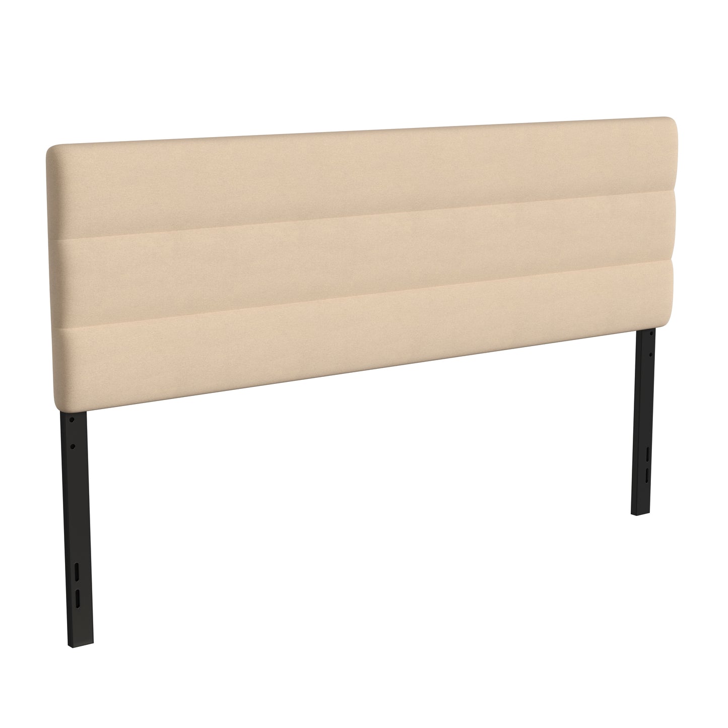 Paxton King Channel Stitched Fabric Upholstered Headboard, Adjustable Height from 44.5" to 57.25" - Cream Cream