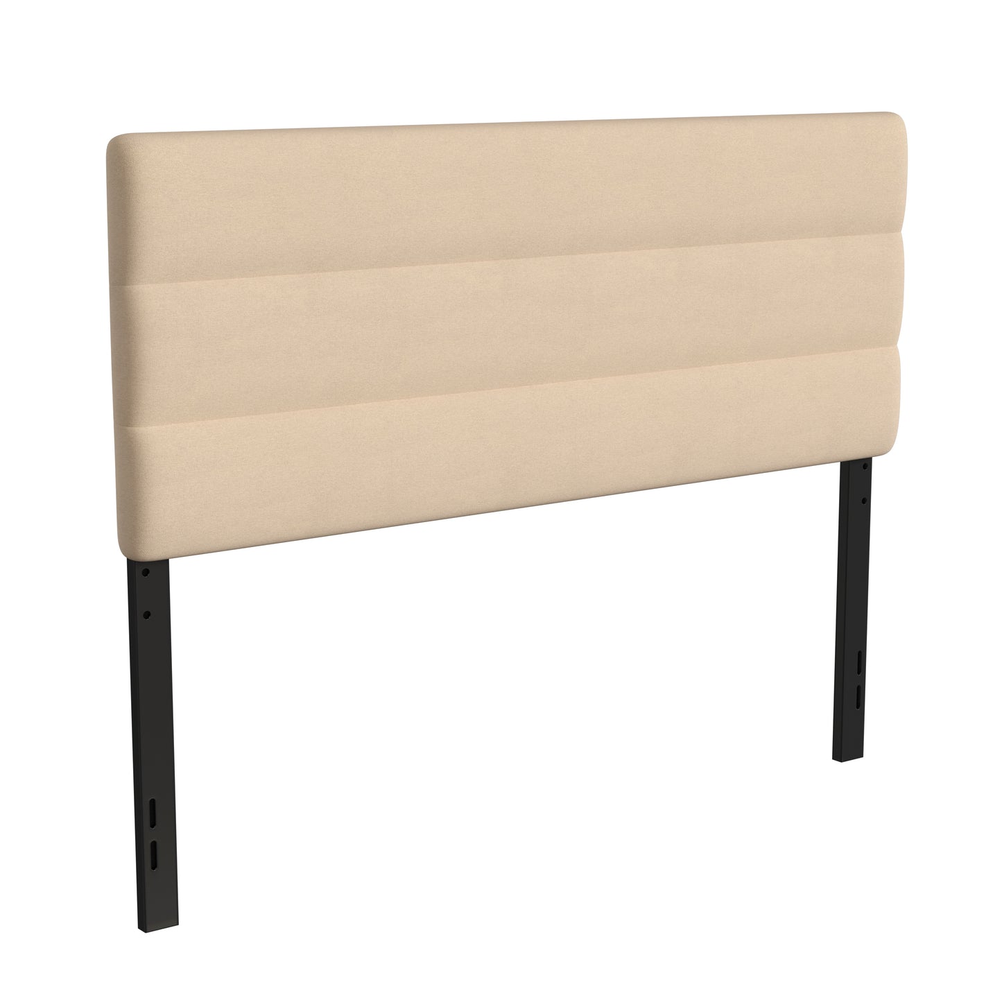 Paxton Queen Channel Stitched Fabric Upholstered Headboard, Adjustable Height from 44.5" to 57.25" - Cream Cream
