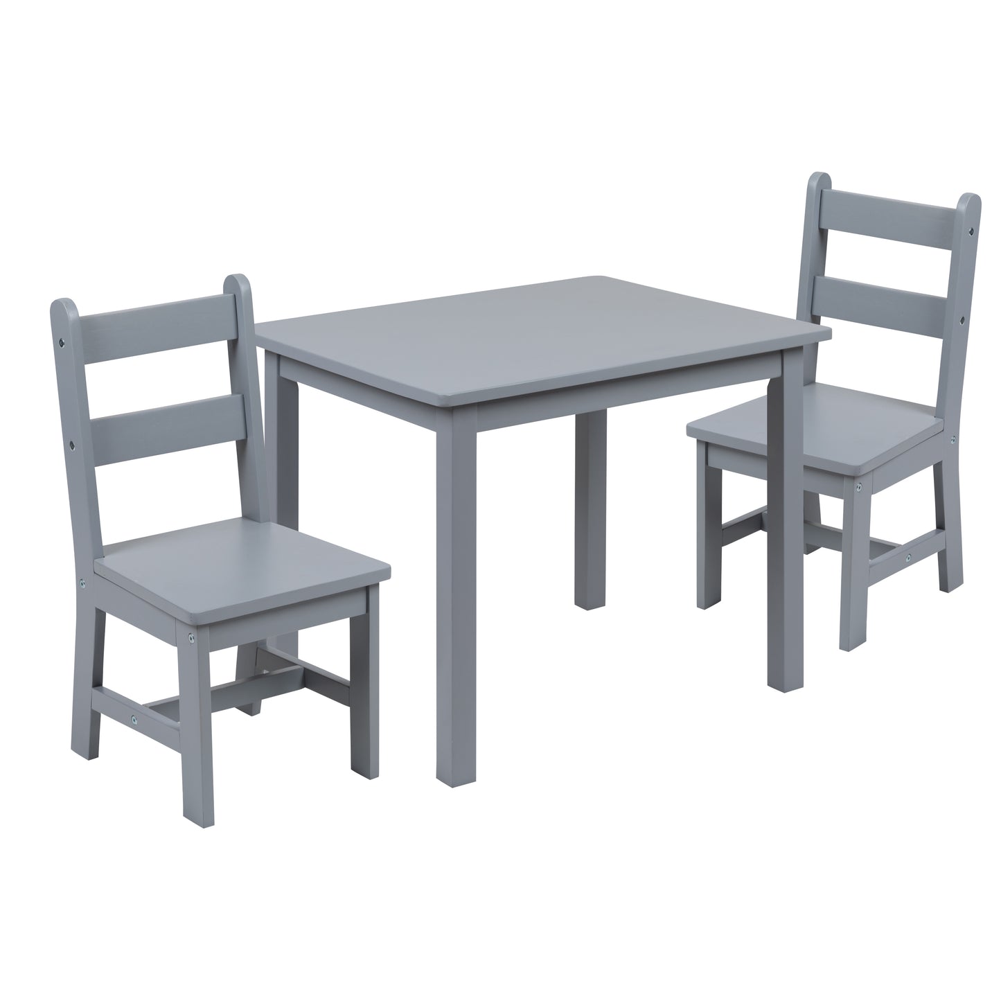 Kyndl Kids Solid Hardwood Table and Chair Set for Playroom, Bedroom, Kitchen - 3 Piece Set - Gray Gray