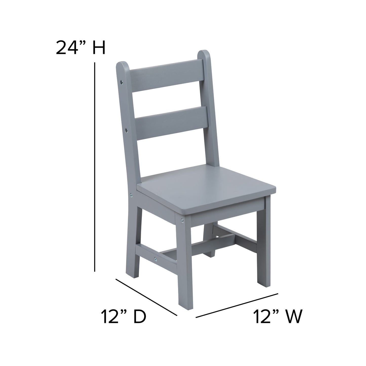 Kyndl Kids Solid Hardwood Table and Chair Set for Playroom, Bedroom, Kitchen - 3 Piece Set - Gray Gray