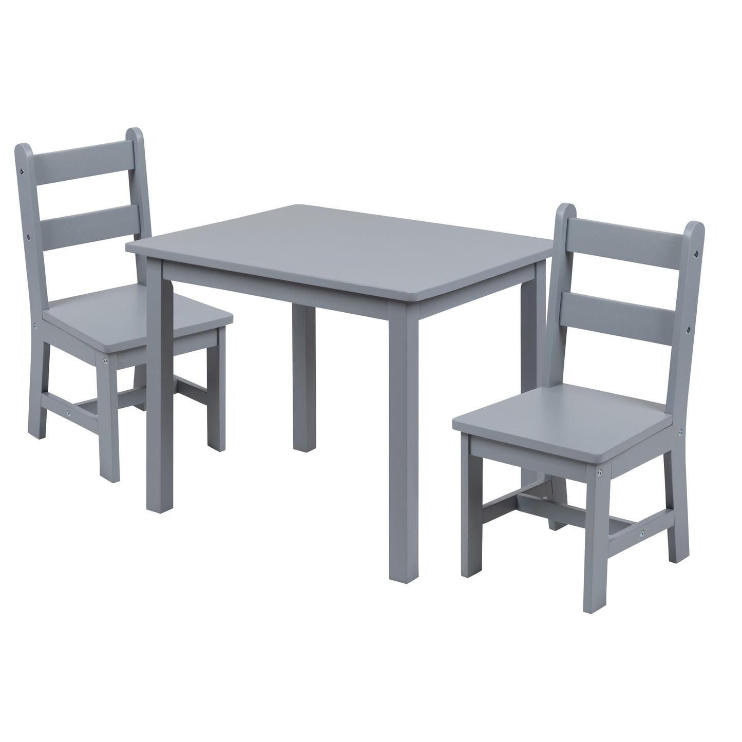 Kyndl Kids Solid Hardwood Table and Chair Set for Playroom, Bedroom, Kitchen - 3 Piece Set - Gray Gray