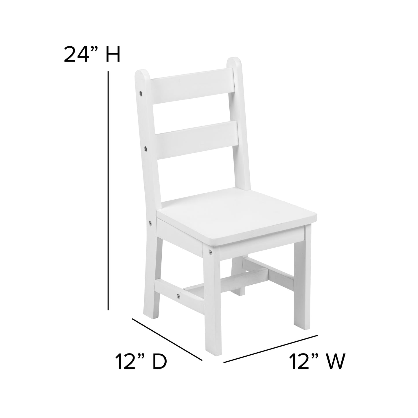 Kyndl Kids Solid Hardwood Table and Chair Set for Playroom, Bedroom, Kitchen - 3 Piece Set - White White