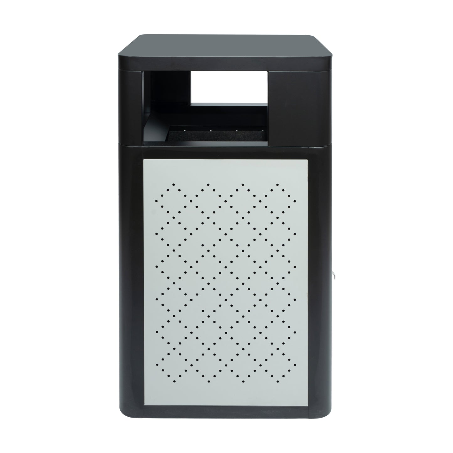 Brooks 31.4 Gallon Indoor-Outdoor Steel Trash Can with Locking Access Door and Removable Inner Fiberglass Bin, Black/Silver Black