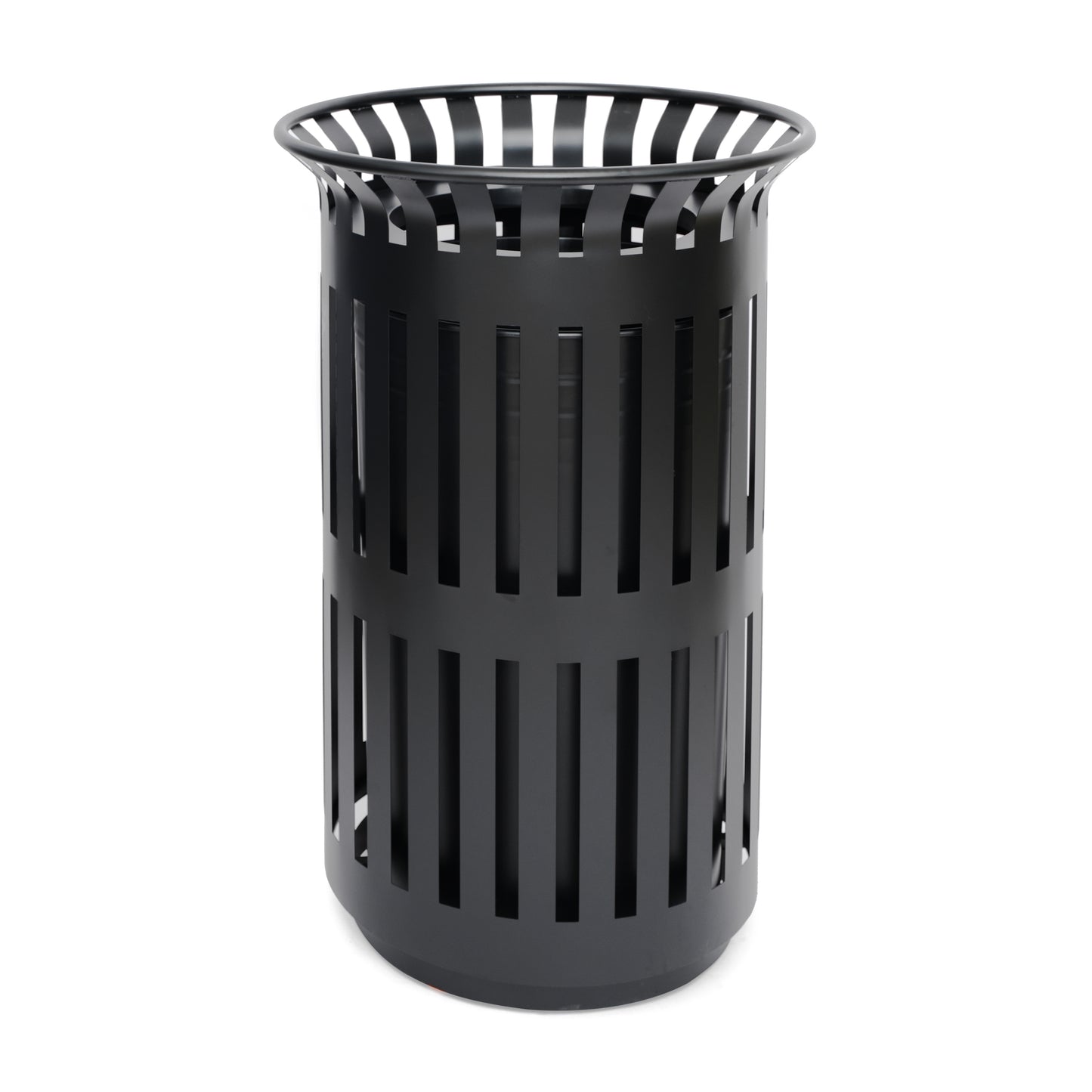 Collins Commercial Grade Black Outdoor Round Slatted Steel 37 Gallon Trash Can with Removable Inner Bin Black