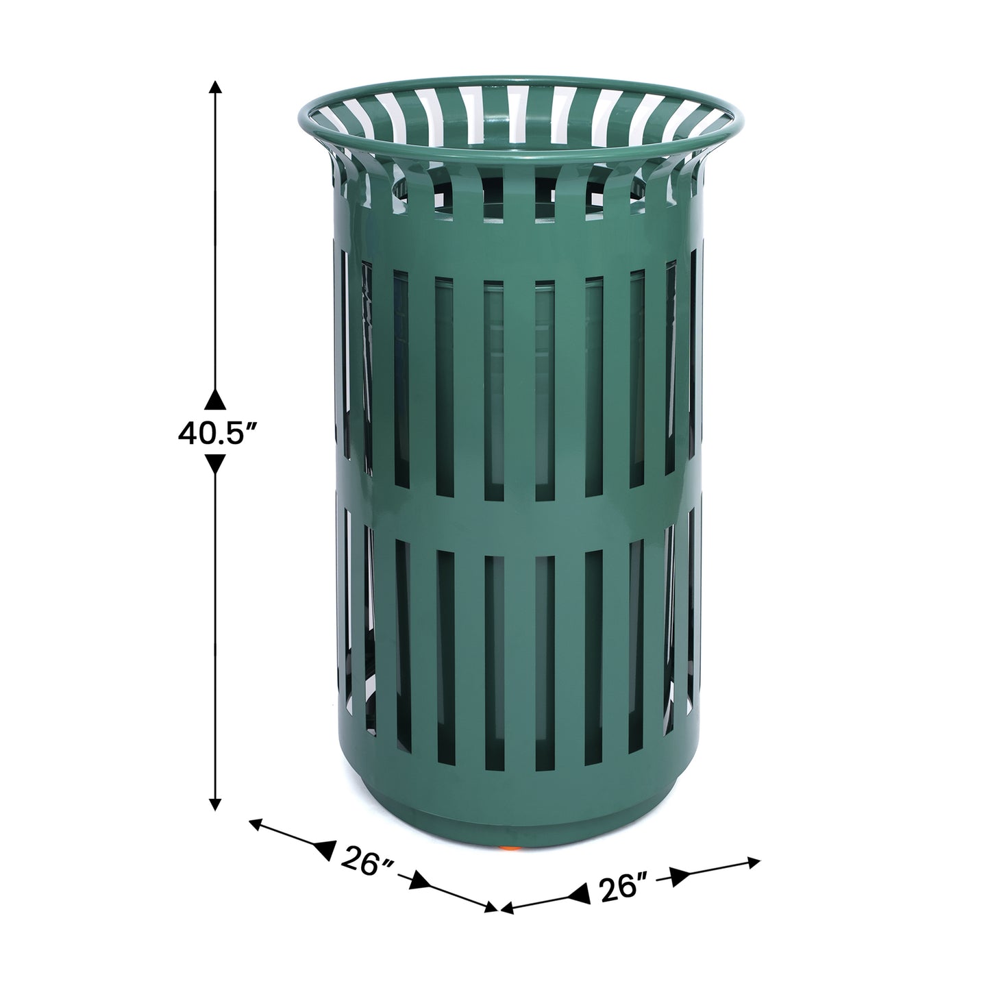 Collins Commercial Grade Green Outdoor Round Slatted Steel 37 Gallon Trash Can with Removable Inner Bin Green