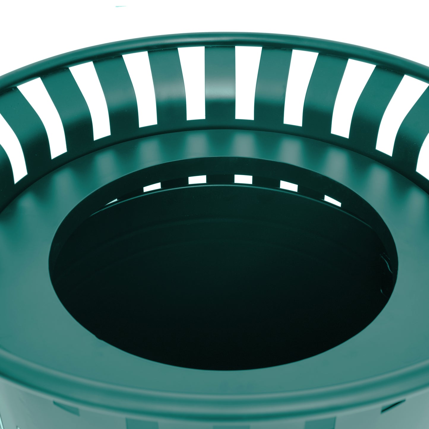 Collins Commercial Grade Green Outdoor Round Slatted Steel 37 Gallon Trash Can with Removable Inner Bin Green