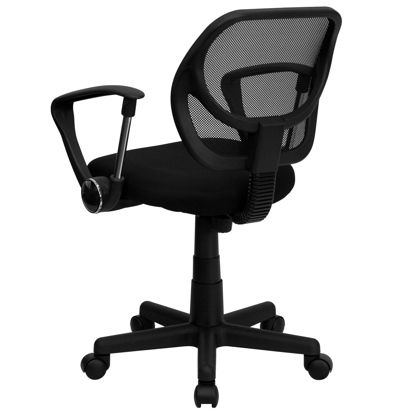 Neri Low Back Black Mesh Swivel Task Office Chair with Curved Square Back and Arms Black