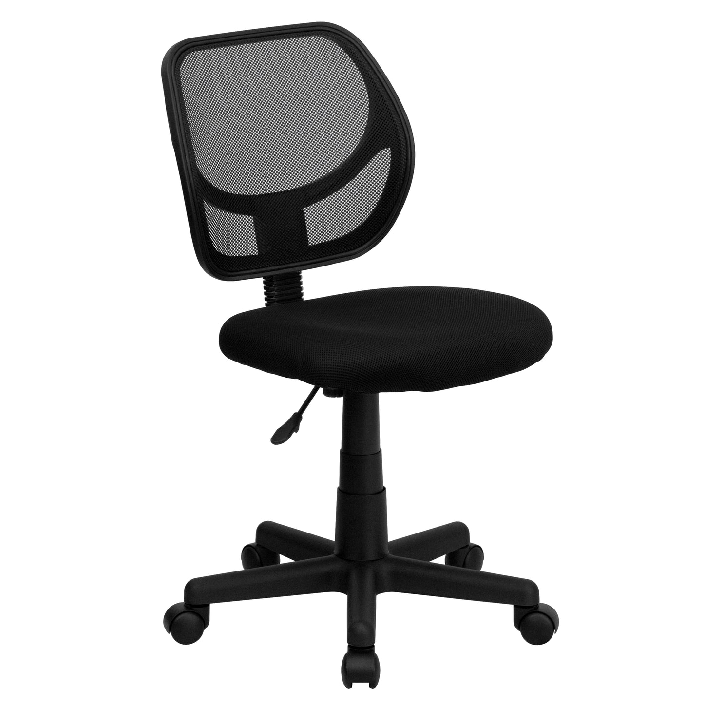 Neri Low Back Black Mesh Swivel Task Office Chair with Curved Square Back Black
