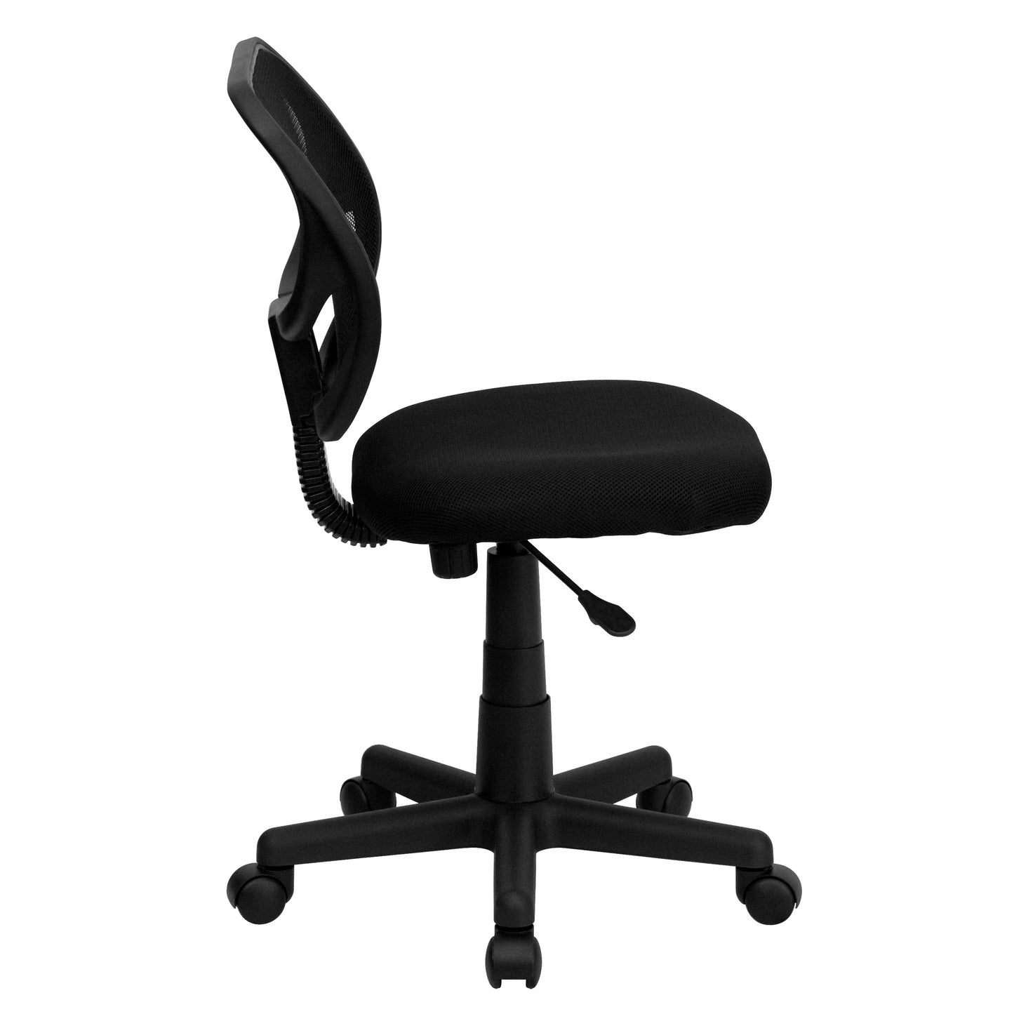 Neri Low Back Black Mesh Swivel Task Office Chair with Curved Square Back Black