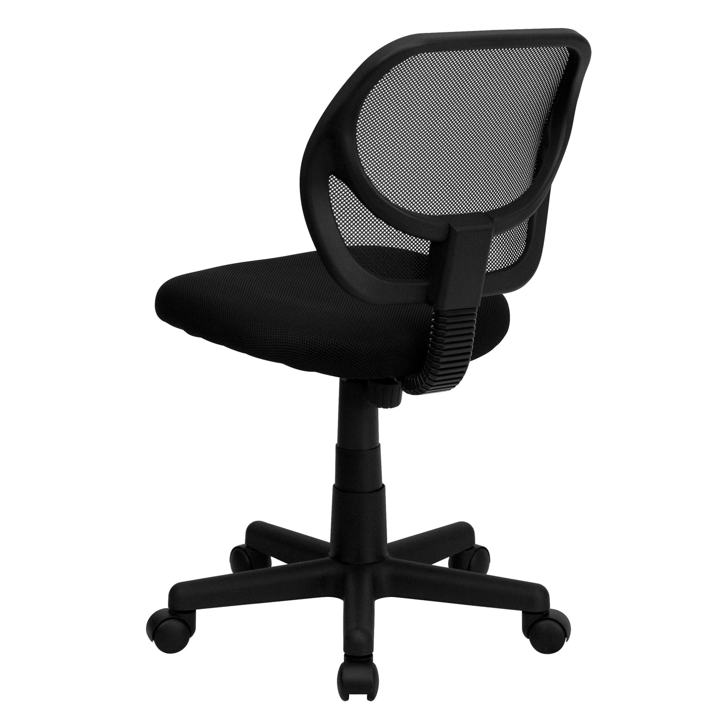 Neri Low Back Black Mesh Swivel Task Office Chair with Curved Square Back Black
