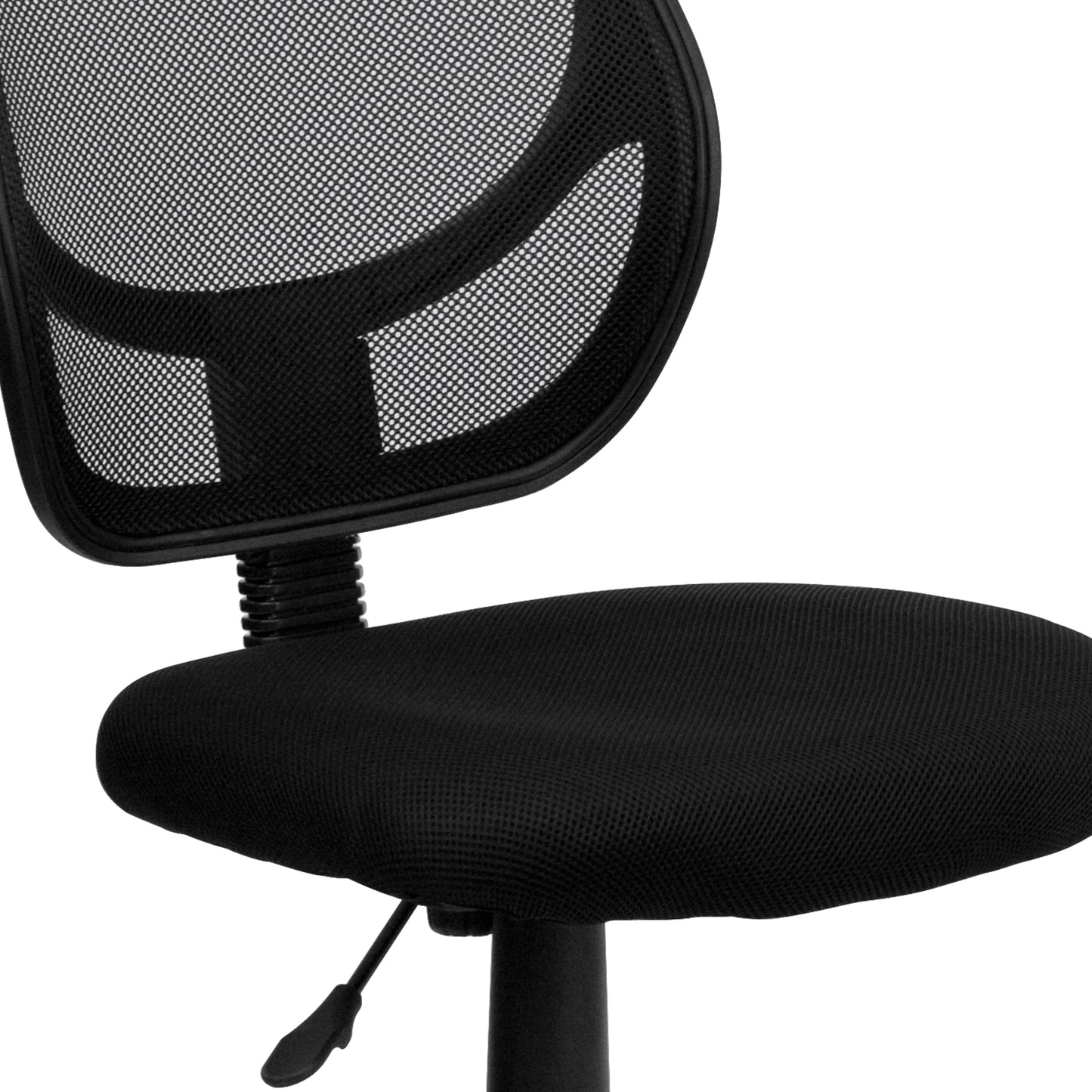 Neri Low Back Black Mesh Swivel Task Office Chair with Curved Square Back Black