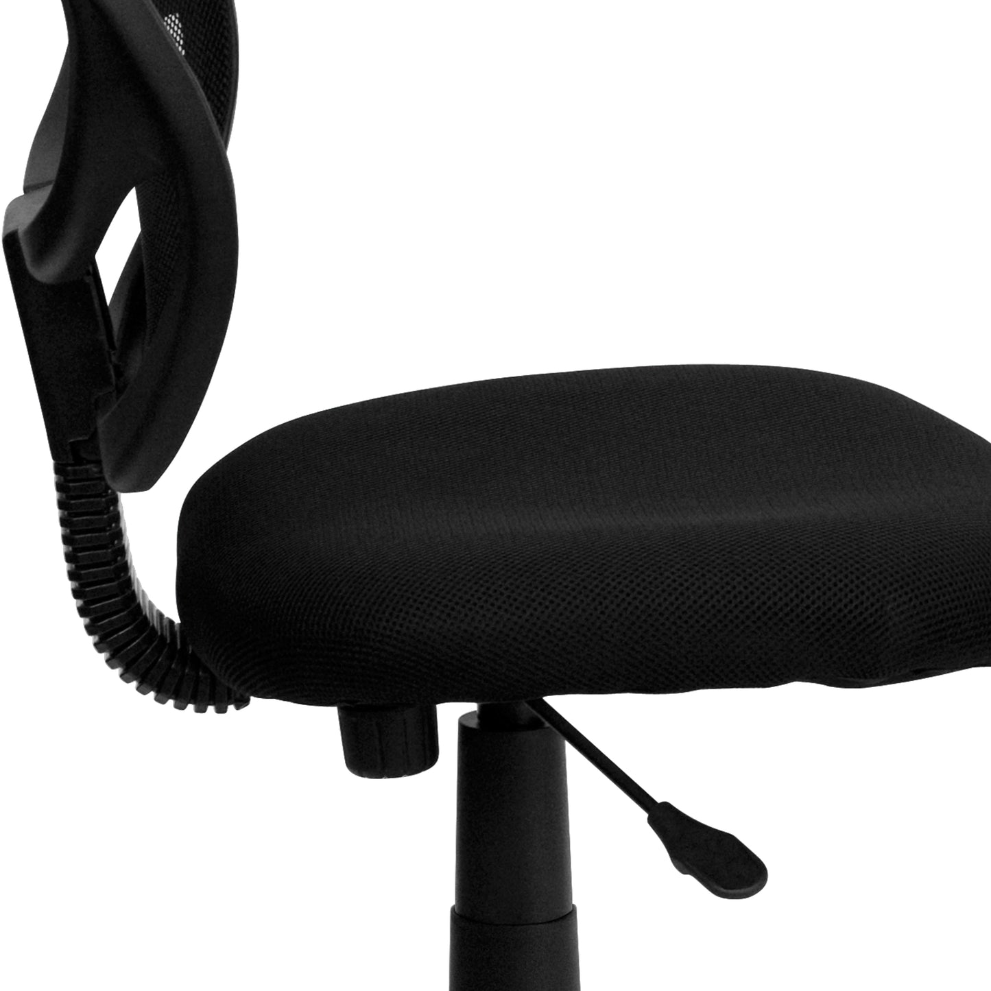 Neri Low Back Black Mesh Swivel Task Office Chair with Curved Square Back Black
