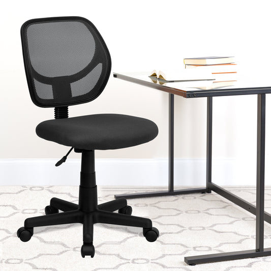 Neri Low Back Gray Mesh Swivel Task Office Chair with Curved Square Back Gray WA-3074-GY-GG