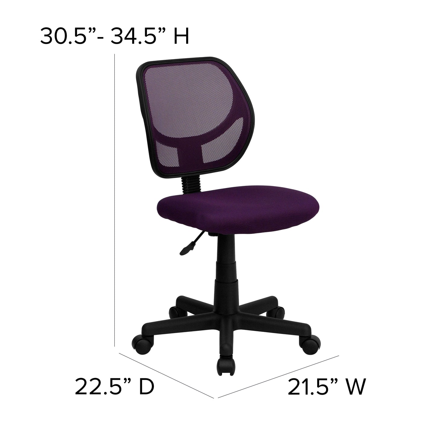 Neri Low Back Purple Mesh Swivel Task Office Chair Purple WA-3074-PUR-GG