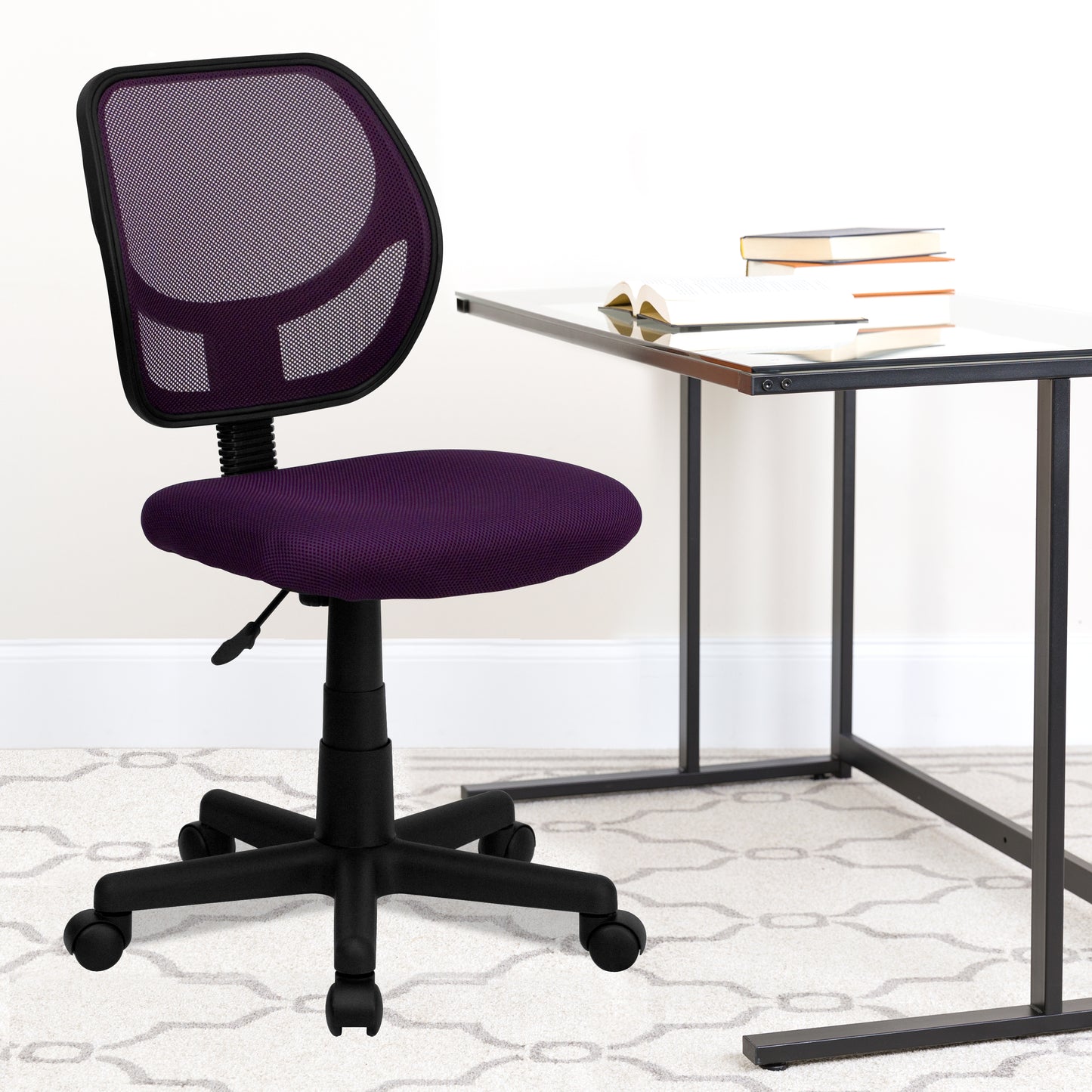Neri Low Back Purple Mesh Swivel Task Office Chair Purple WA-3074-PUR-GG