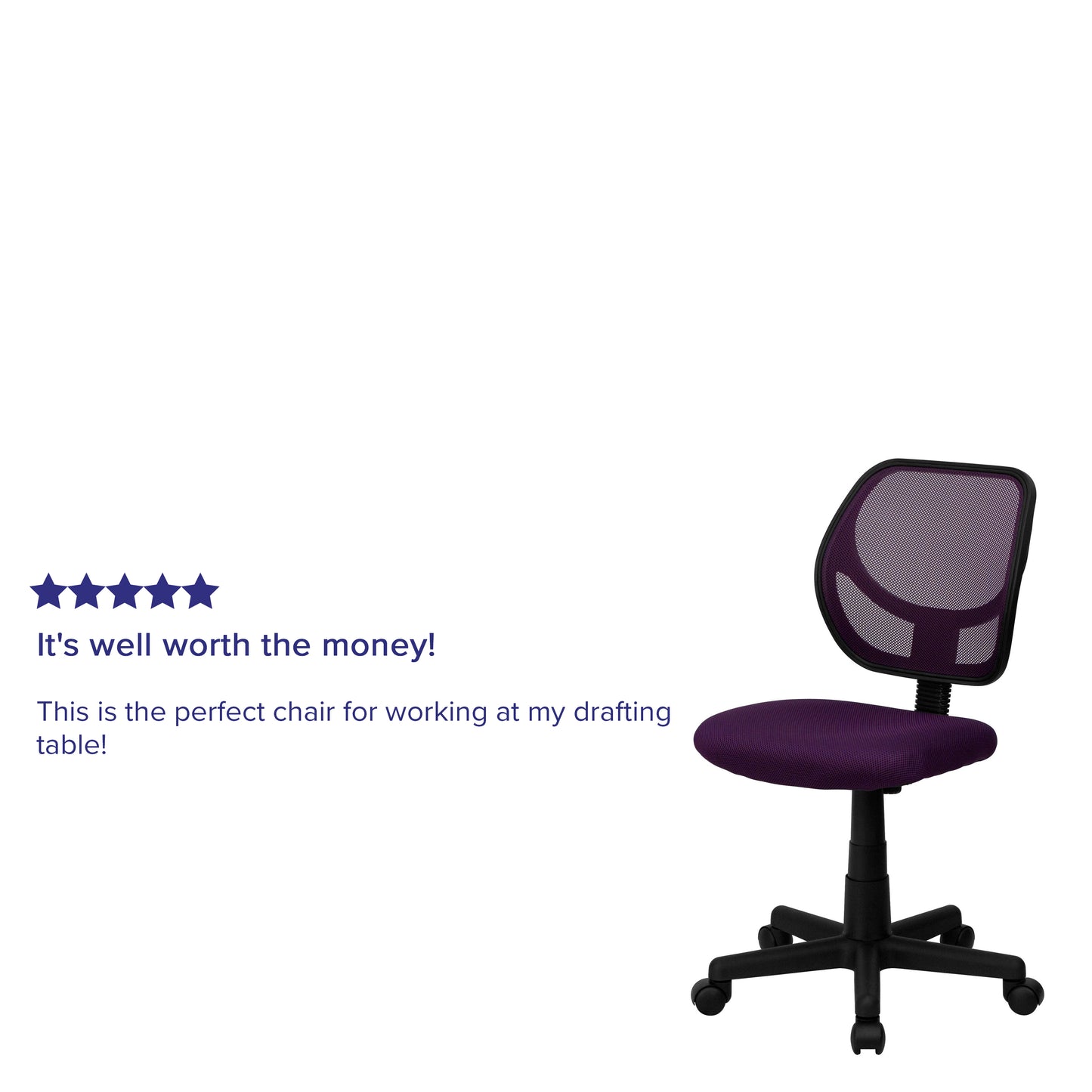 Neri Low Back Purple Mesh Swivel Task Office Chair Purple WA-3074-PUR-GG