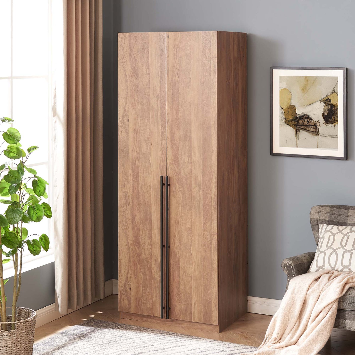 Lee Modern 32" Wardrobe Closet in Golden Brown WC001-GB