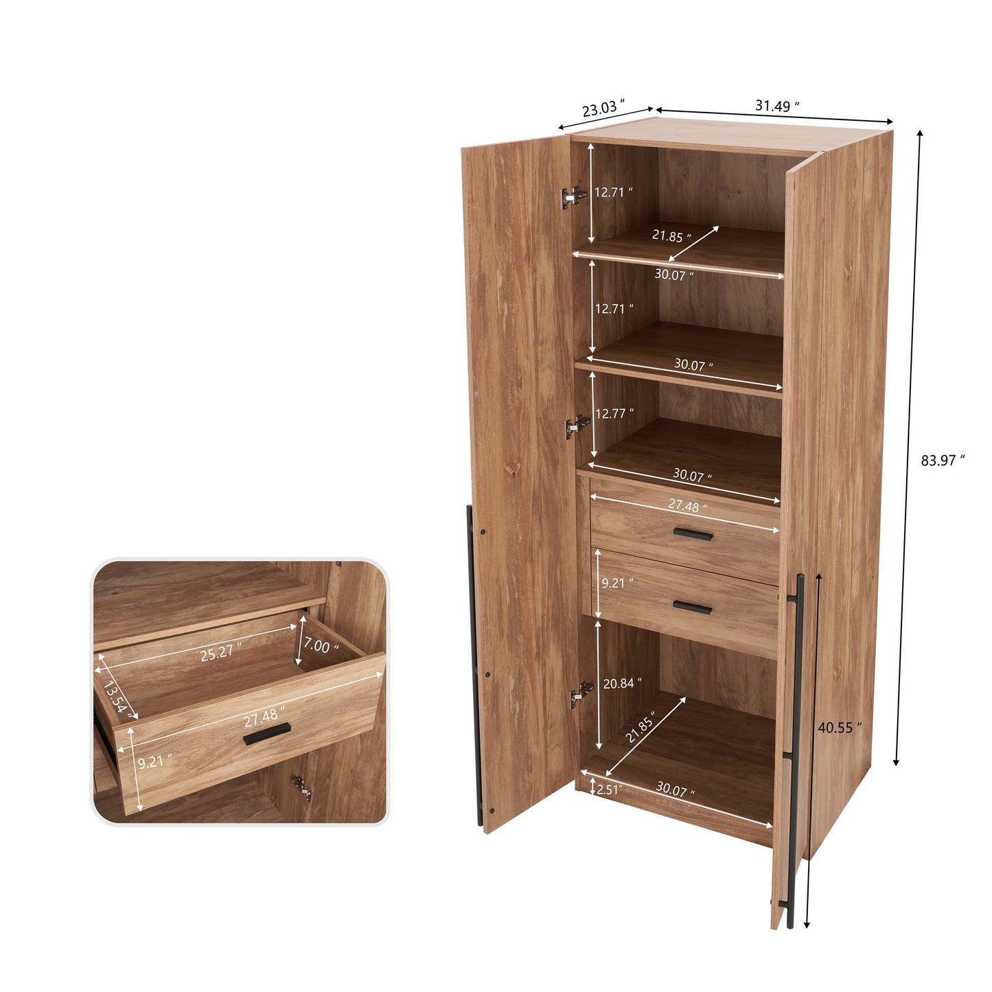 Lee Modern 32" Wardrobe Closet in Golden Brown WC001-GB