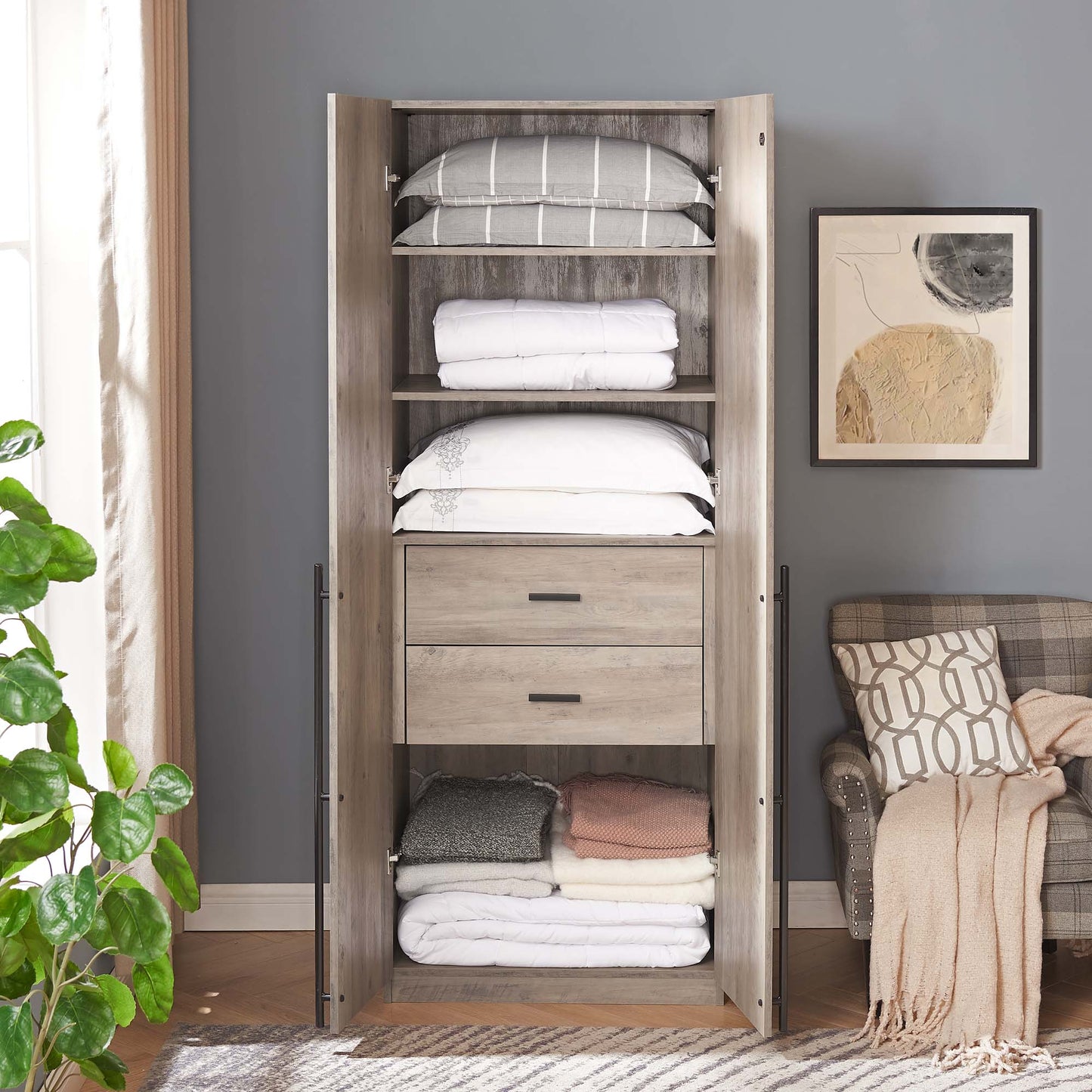 Lee Modern 32" Wardrobe Closet in Rustic Gray WC001-GY