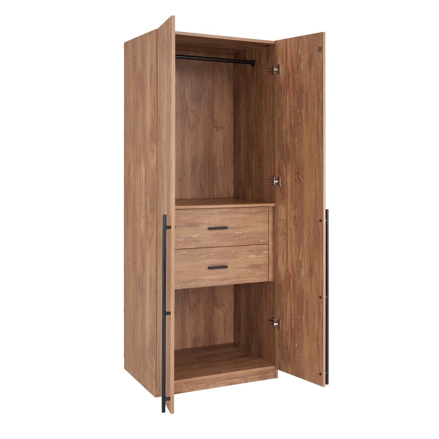 Manhattan Comfort Lee Modern Freestanding Wardrobe Closet 2.0 with 1 Hanging Rod, 1 Shelf, and 2 Drawers in Golden Brown WC002-GB